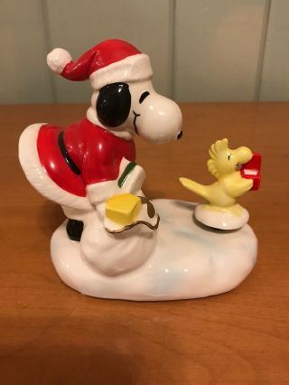 Schmid Peanuts Snoopy & Woodstock " Here Comes Santa Claus " Christmas Music Box