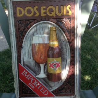 Vintage Rare Dos Equis Imported Beer Plastic Sign Bonus Stroh 