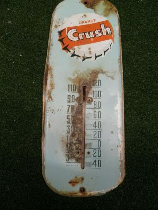 Vintage Orange Crush Soda Pop Metal Advertising Thermometer Sign
