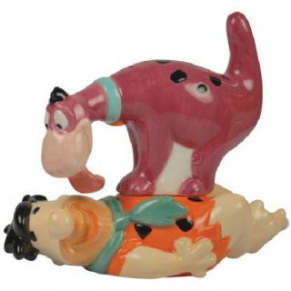 The Flintstones Dino Licking Fred Ceramic Salt And Pepper Shakers Set,  Boxed