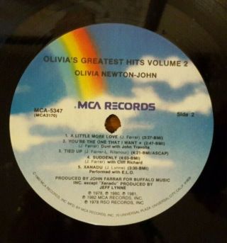 Olivia Newton - John Greatest Hits Volume 2 Vinyl Record LP MCA - 5347 VG 5