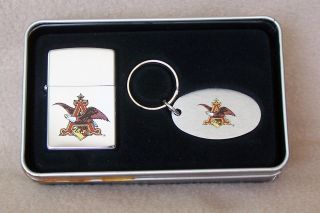Zippo Lighter Anheuser Busch With Key Ring