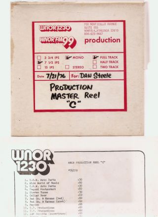 1976 Radio Station Library Studio Reel Tape Wnor Norfolk Local & National Stars