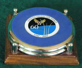 2 Chrome Coasters With Cork Backing - 1 U.  S.  Air Force 60th Anniversary,  2 Aviat