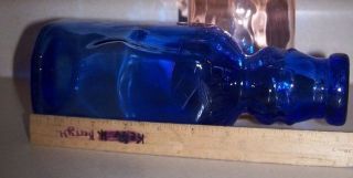 Brookfield baby top cobalt blue glass milk dairy bottle.  Collectible 9 inch. 5