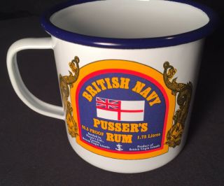 Interesting Souvenir Bvi Metal Colorful “british Navy Pusser’s Rum” Cup Euc