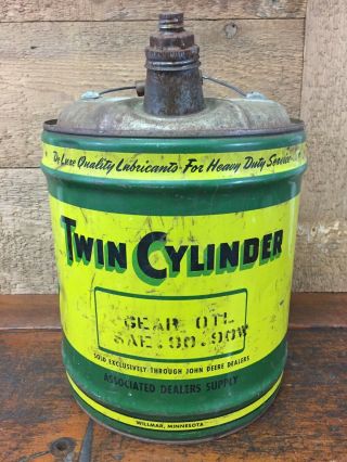 Vintage Twin Cylinder John Deere 5 Gallon Oil Can Double Spout Willmar,  Minn