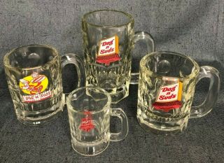 Vintage Dog N Suds Glass Root Beer Mugs Set Of 4