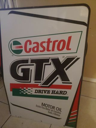 Castrol Gtx Vintage Tin Sign " Drive Hard " 36 " X 24 " Great For Garage / Man Cave