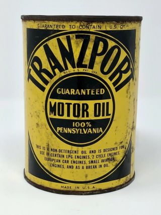 Rare/vintage - Metal 1 Quart Oil Can (tranzport Oil Can)