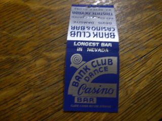 Full Casino Matchbook,  Nevada Club,  Tristate,  Nv.  Listed In Fuller 