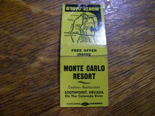 Full Casino Matchbook,  Monte Carlo Resort,  Southpoint,  Nv.  Listed In Fuller 