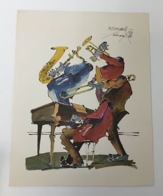 Leo Meiersdorff Orleans Signed Jazz Print Watercolor Medium ‘76 Quartet