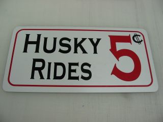 Husky Rides 5 Cents Metal Sign Dog House Kennel Pet Carrier Kitchen Bed