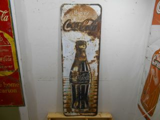 Rusty Old Coca Cola Coke Large 53 " X 17 " Soda Bottle Tin Sign