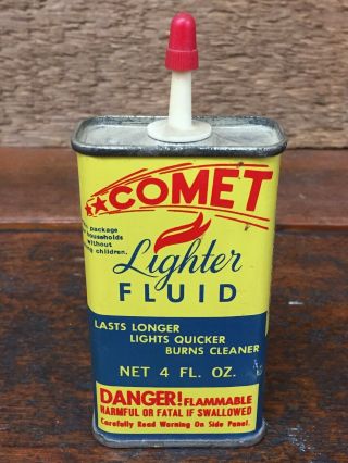 Vintage Comet Lighter Fluid 4 Oz Can - Handy Oiler - Oil Can - Empty