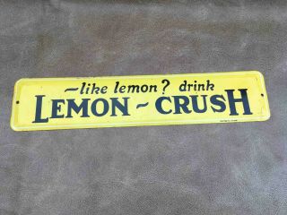 Vintage Drink Lemon Crush Soda Tin Advertising Store Sign