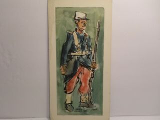 Artist Jack Dyer Ink & Wc French Soldier,  1914 13x6.  5 " Early