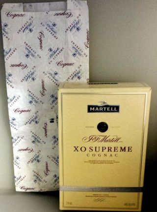 2000s MARTELL - XO SUPREME Cognac 750ml EMPTY BOX/Logo PAPER BAG Collectible EUC 2