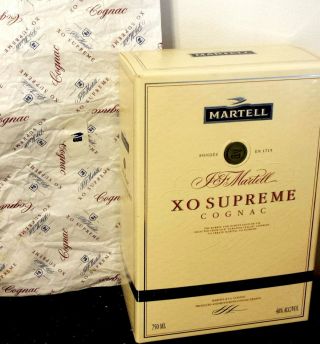 2000s MARTELL - XO SUPREME Cognac 750ml EMPTY BOX/Logo PAPER BAG Collectible EUC 5