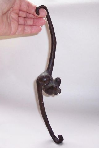 Antique/vintage Solid Bronze Hanging Monkey Animal Pot Hanger Heavy & Detailed