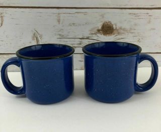 Vintage Marlboro Unlimited Blue Speckled Stoneware Mugs Set Of 2