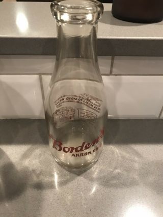 Vintage Borden Milk Bottle - Akron Ohio Dairy 1 Qt