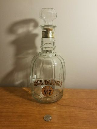 Vintage Jack Daniels Old No 7 Whiskey Glass Decanter Bottle - 1/2 Gallon