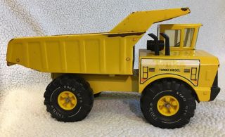 Antique Vintage Tonka Metal Dump Truck Turbo Diesel Yellow Xmb - 975 Tires Vtg