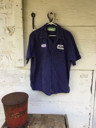 Vintage Ford Motor Company Uniform Work Shirt Saline Michigan Plant