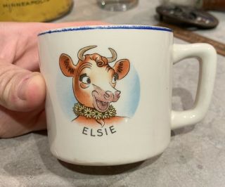 Vintage Elsie The Cow Mug Borden Co Juvenile Ware Ceramic Milk Dairy Farm 1930’s