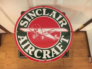 Vintage Sinclair Aircraft Porcelain Gas Station Pump Sign