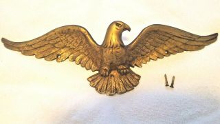 Large Vintage American Eagle Sculpture Wall Hanging 20” Brass Metal Plaque