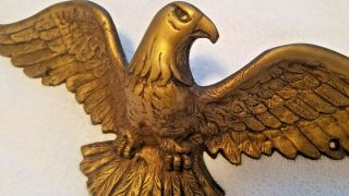 Large Vintage American Eagle Sculpture Wall Hanging 20” Brass Metal Plaque 2