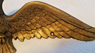 Large Vintage American Eagle Sculpture Wall Hanging 20” Brass Metal Plaque 3