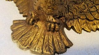 Large Vintage American Eagle Sculpture Wall Hanging 20” Brass Metal Plaque 4