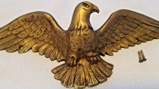 Large Vintage American Eagle Sculpture Wall Hanging 20” Brass Metal Plaque 5