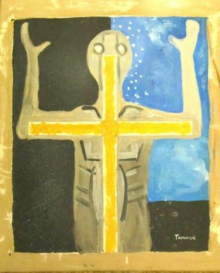 Vintage abstract oil on canvas Rufino Tamayo Modern art 20th century 2