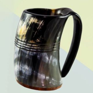 Hand Carved Horn Drinking Mug Handmade Glass Using Natural With Exp