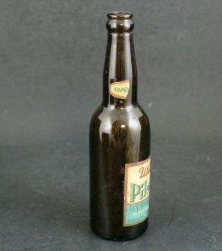 Vintage Utica Club Pilsener Beer Paper Label Amber Bottle 12 OZ York 418 3