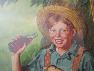 Vintage 1930s Boy/Dog Fishing Coca Cola Calendar Norman Rockwell 6
