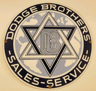 Vintage Dodge Brothers Porcelain Gas Automobile Sales & Service Gas Pump Sign