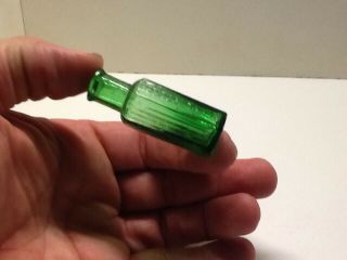 Tiny Antique 1/4 Oz.  Emerald Green Not To Be Taken Poison Bottle.