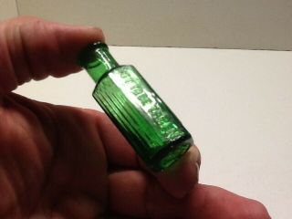 Tiny Antique 1/4 Oz.  Emerald Green Not To Be Taken Poison Bottle. 2