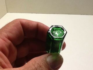 Tiny Antique 1/4 Oz.  Emerald Green Not To Be Taken Poison Bottle. 3