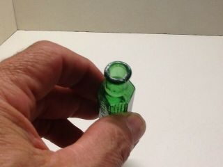 Tiny Antique 1/4 Oz.  Emerald Green Not To Be Taken Poison Bottle. 4