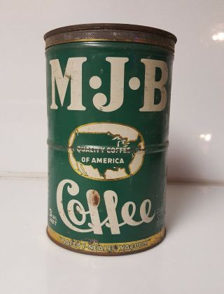 Vintage Mjb Coffee Tin 3 Lb Nra Eagle San Francisco La Seattle