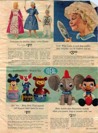 1962 Advertisement Toy Inflatable Dumbo Pinnochio Smokey Car Outlaw Roth Bozo