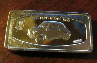 Vintage 1957 Fiat Nuovo 500 Intercoins Sterling Silver Bar - 59.  7 Grams