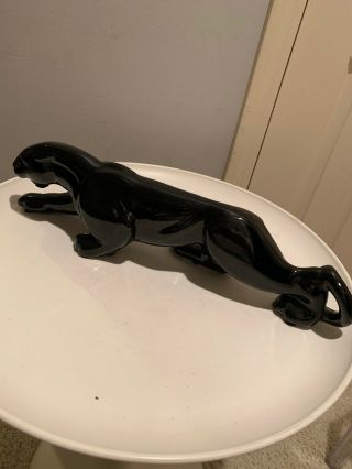 Vtg Mid Century Ceramic Black Panther Sculpture